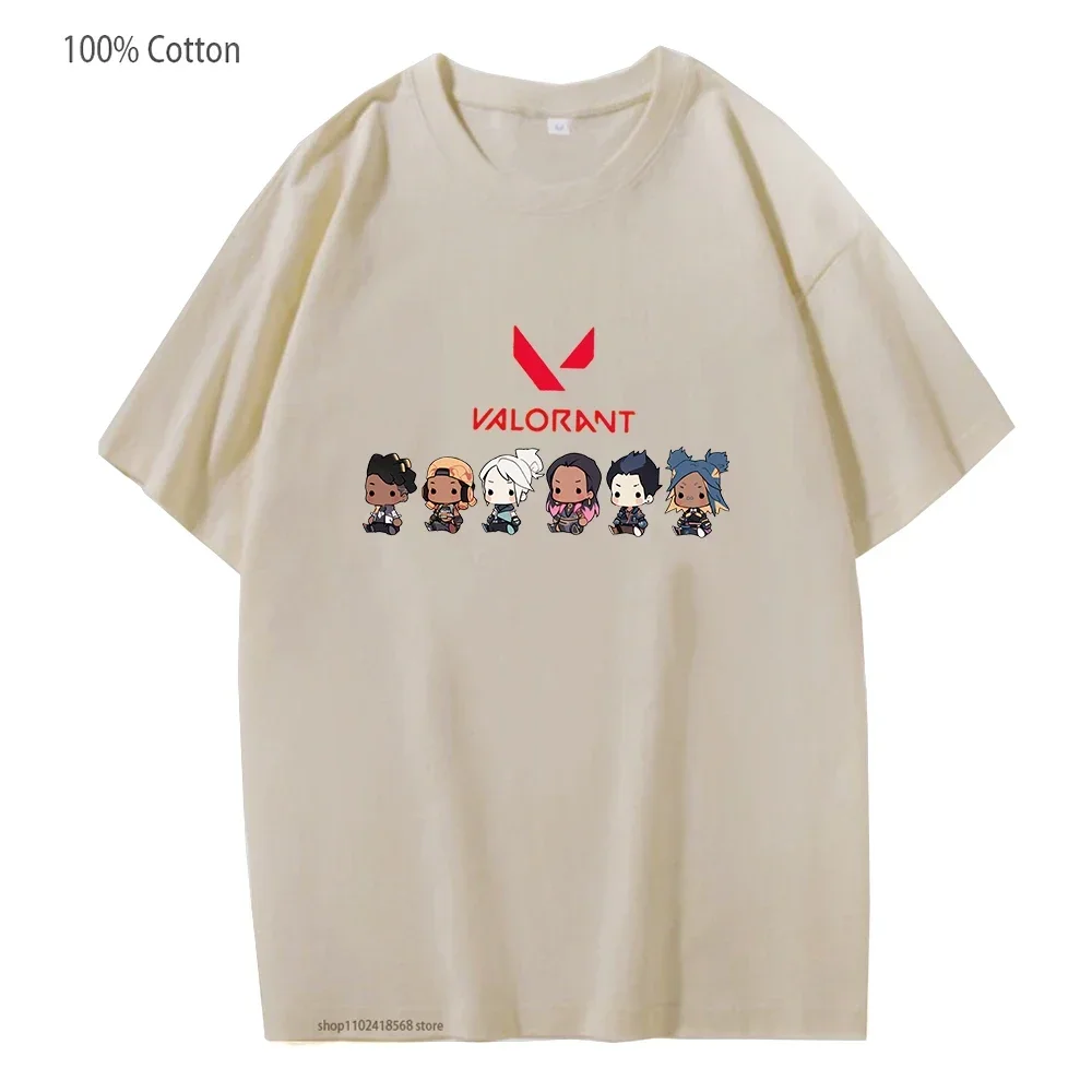 Camiseta con estampado de juego Valorant, camiseta Jett Killjoy, ropa de calle para mujer, camiseta con estampado de dibujos animados, camiseta Unisex 100% de algodón de gran tamaño