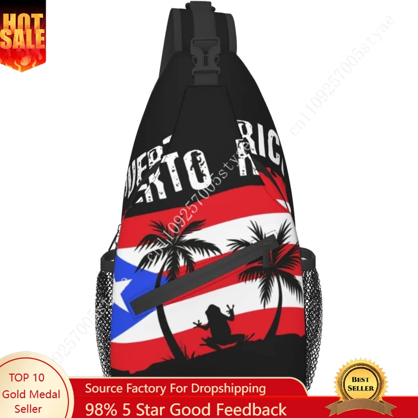

Puerto Rican Flag Sling Backpack Mens Womens Chest Bags Multipurpose Crossbody Sling Bag Travel Hiking Crossbody Shoulder Bags