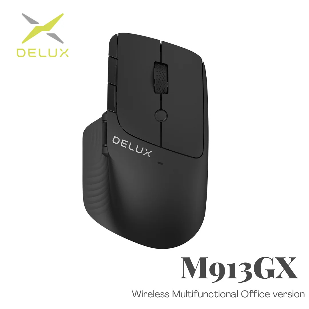 

Delux Ergonomics Office Mouse Wireless 2.4G USB Dongle Mice Side Scroll AA+AAA Battery For Working Support Laptop PC Tablet