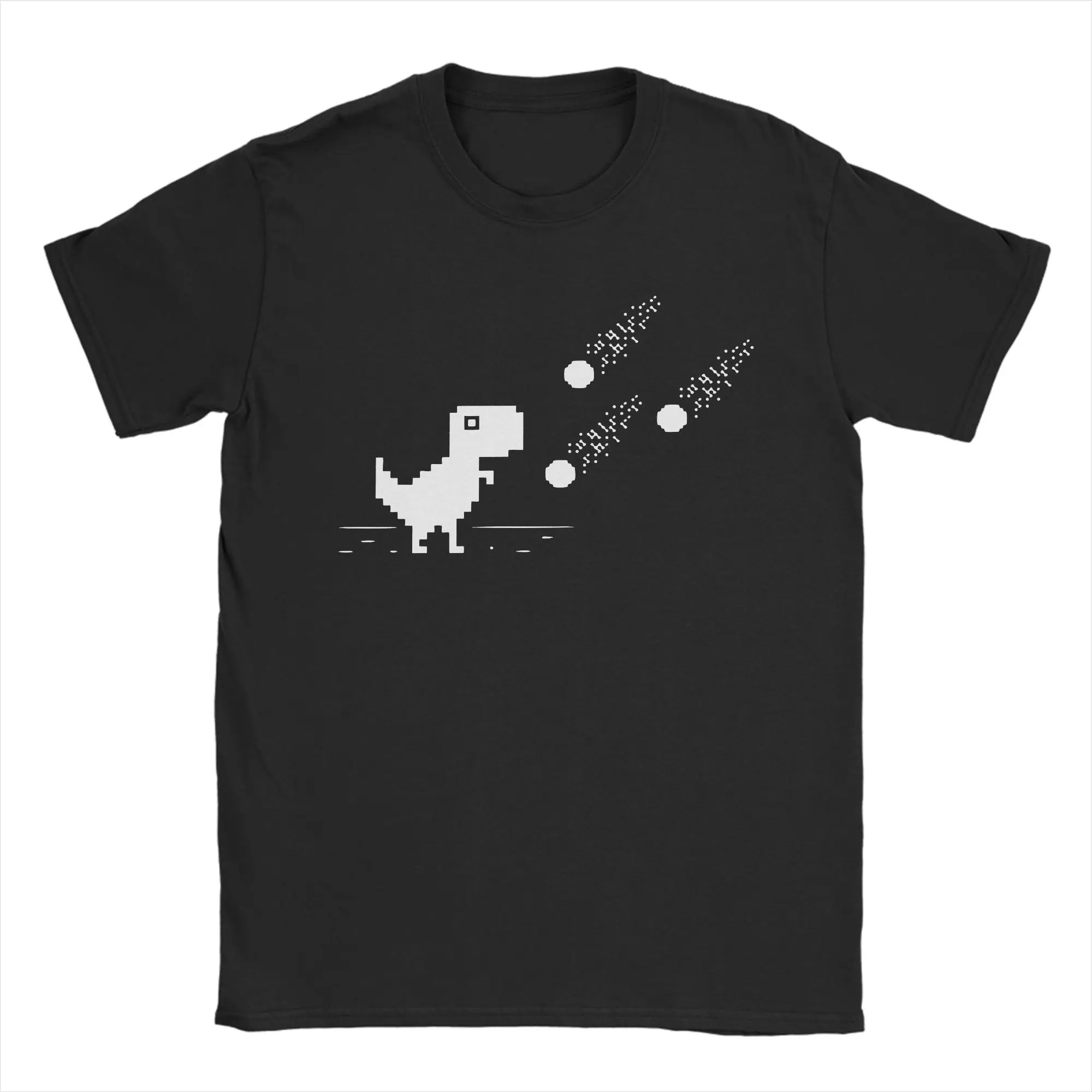 Aesthetic Offline Dino Meteor Tshirts Men Round Neck Short Sleeve Tops Shirts Programmer Dinosaur Cotton Summer Tops Shirts