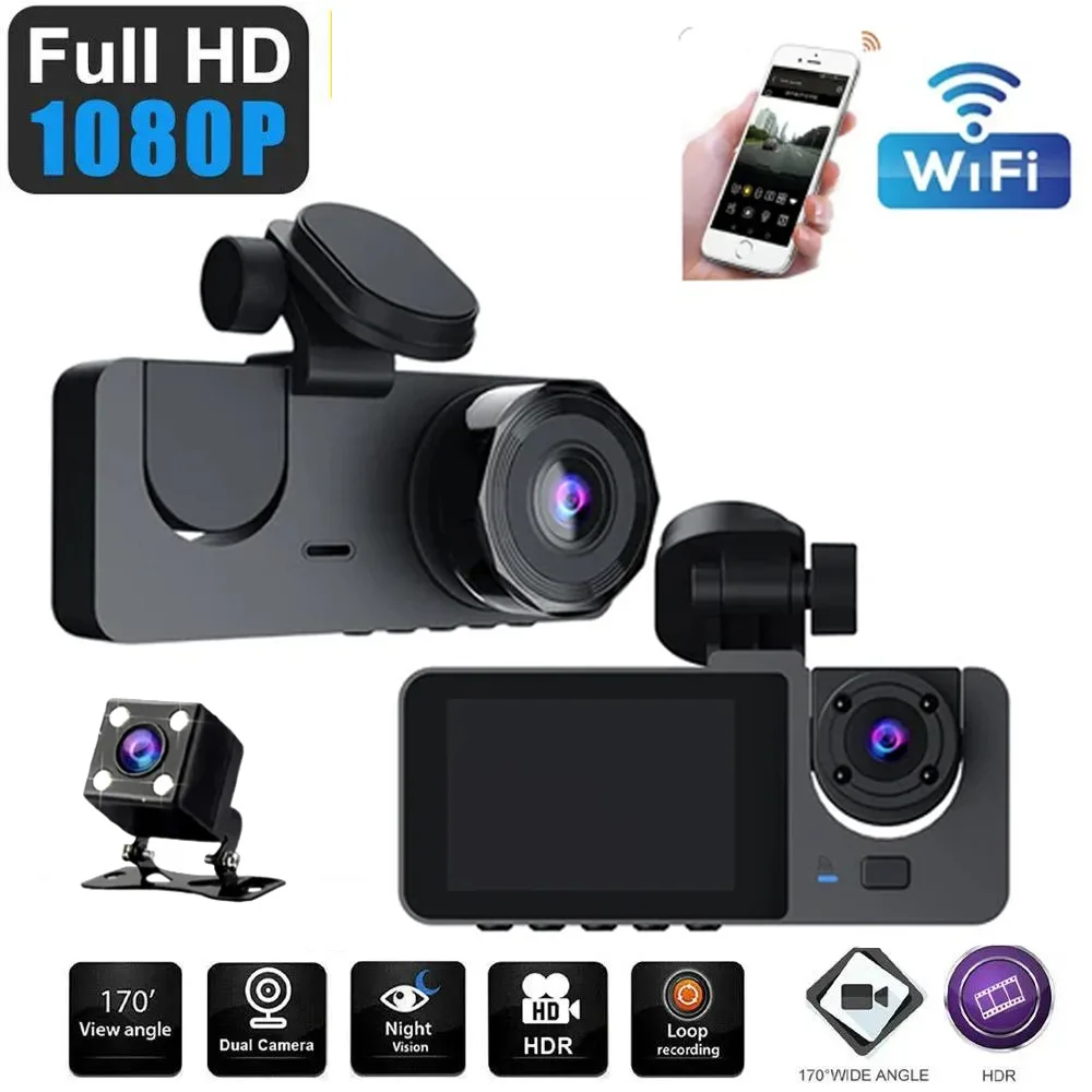 Car Driving Recorder Car DVR Mirror Camera Dash Cam 1080P Rearview Mirror 3 Len Camera Mirror Streaming Media Video Recorder Y15