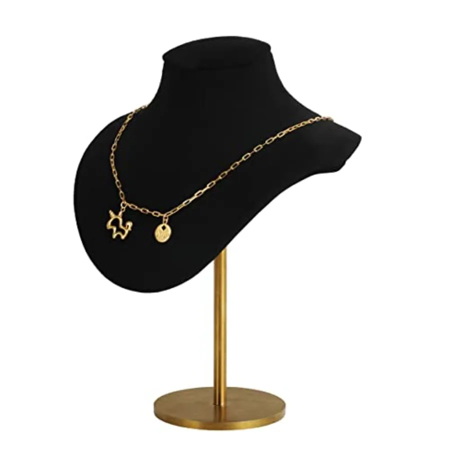 

Necklace holder bust for girls Velvet hanging jewelry organizer Small necklace mannequin Metal necklace display stands for sell