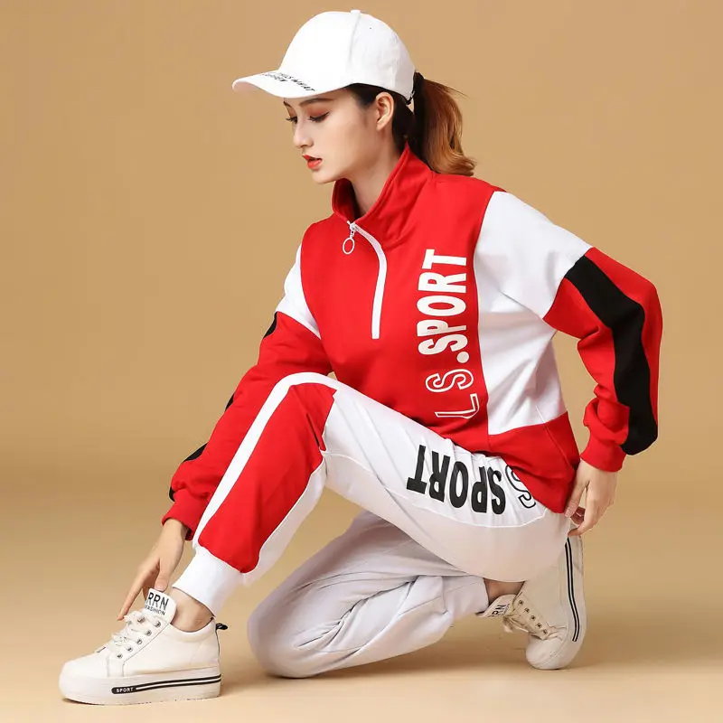 Women's Fitness Dance Suit Spring and Autumn Sportswear Casual Fashion Running Trend Color Matching Street Outdoor Suit