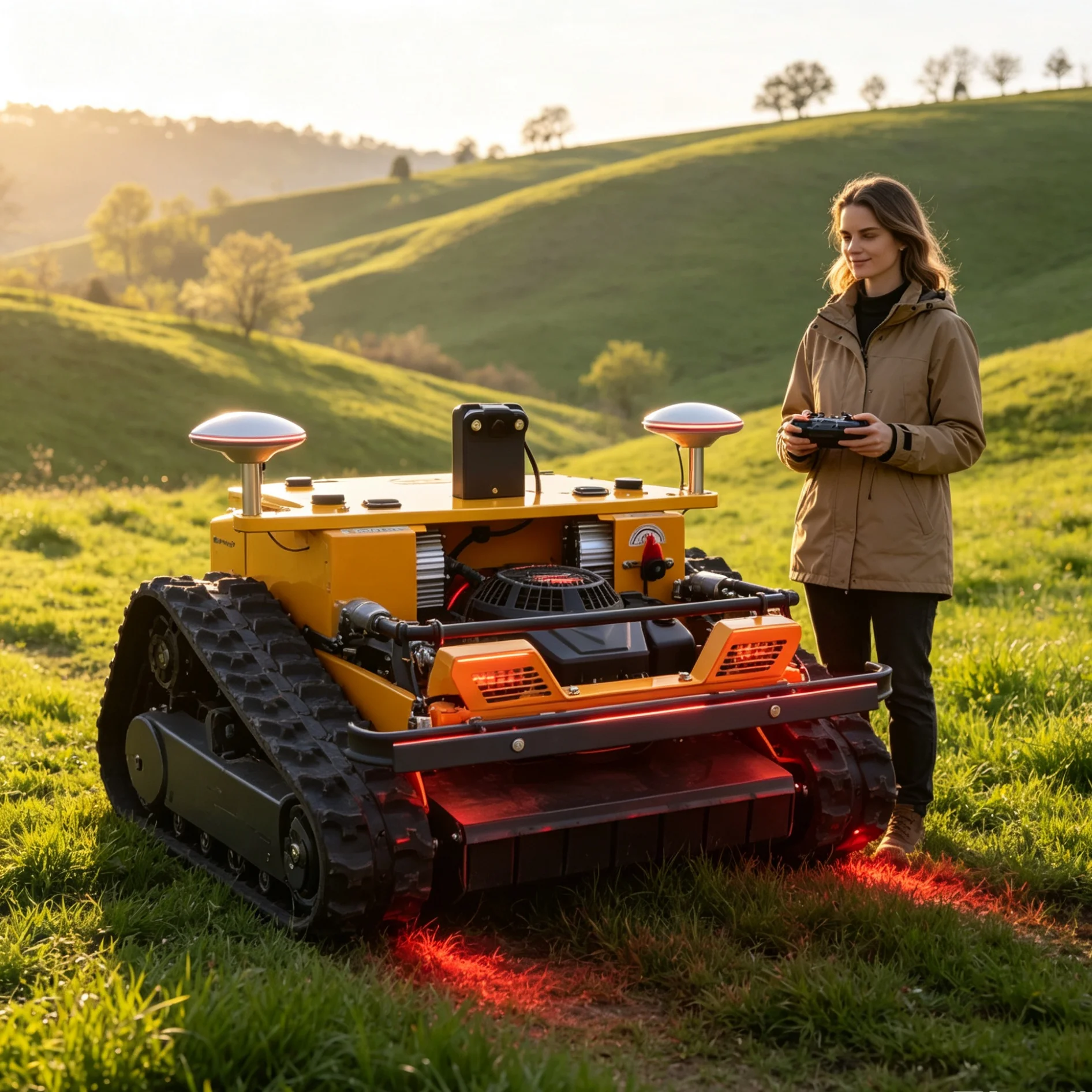 Customized Mower, Yellow 550GPS Self-propelled Remote Lawn Machine, Low Noise For Residential Area