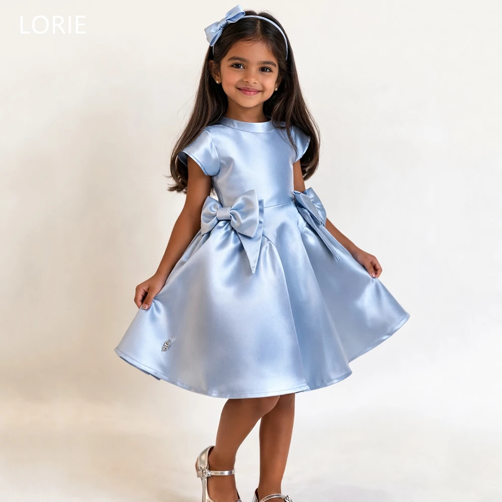 

LORIE Cute Satin Girl Dress O-Neck Bow Party Dresses for Girls Pretty Draped A-Line Ball Fairy Birthday Dresses Customized