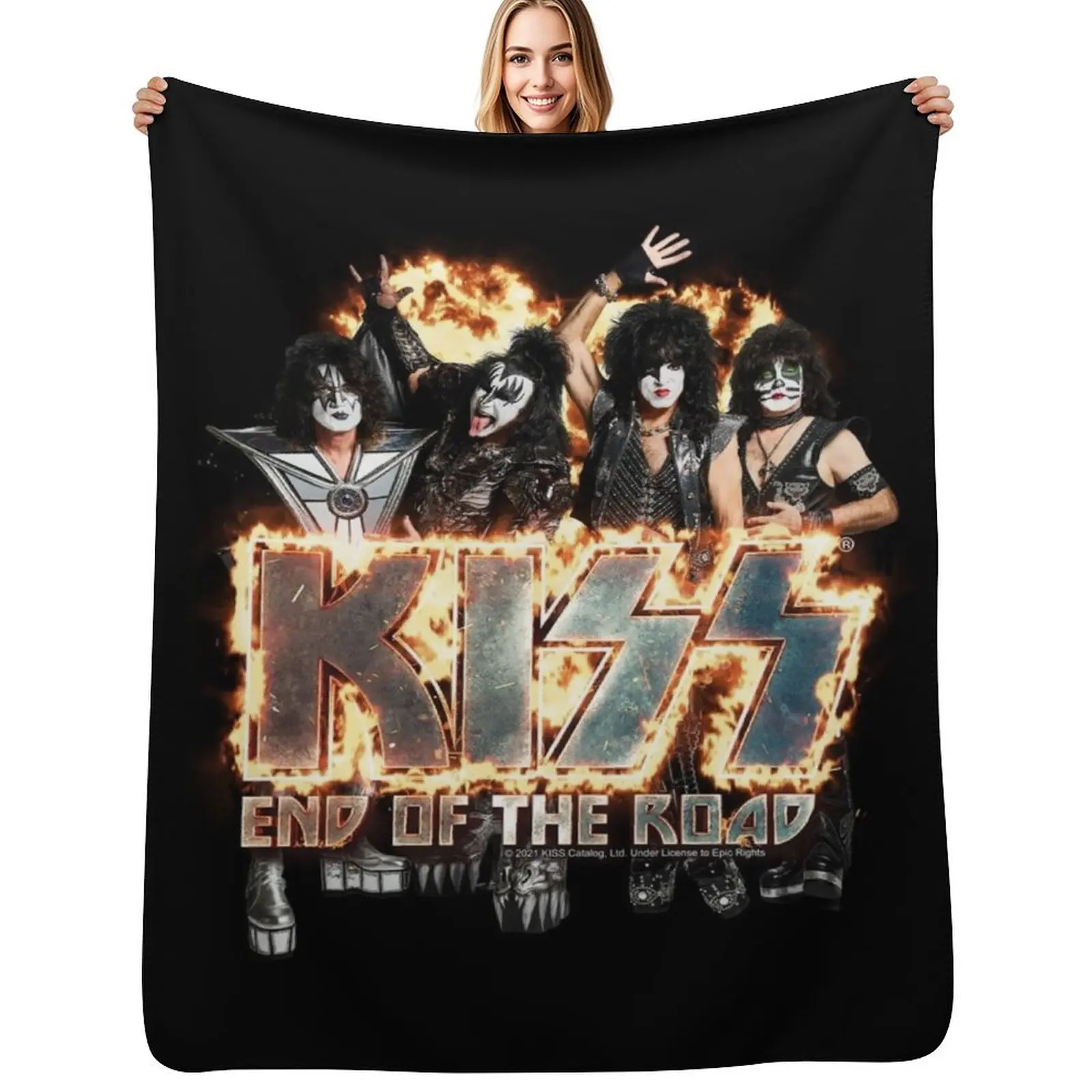 

KISS  the band - End of the Road on Fire Logo Throw Blanket Giant Sofa Bed linens For Decorative Sofa Blankets