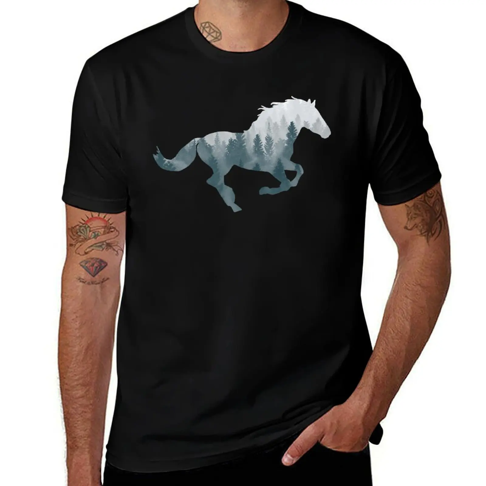 Wild horse T-Shirt Simple Casual Short Sleeve Tee T-Shirt