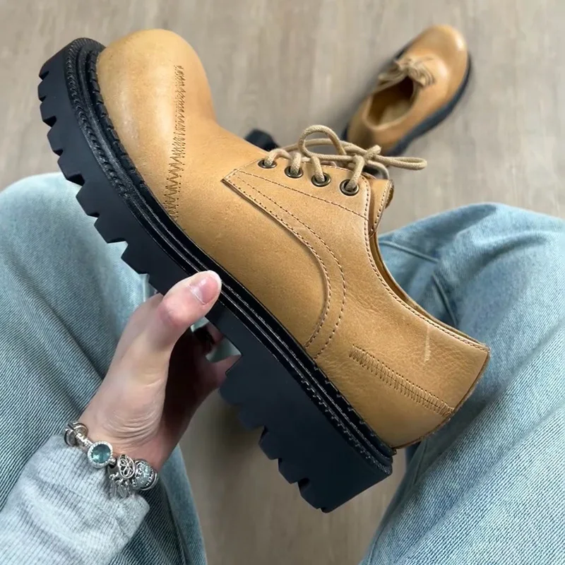 High Quality  Men Casual Leather Business Tooling Shoes Comfy Thick Bottom Male Shoes Antiskid Outdoor Oxford Shoes 45 46
