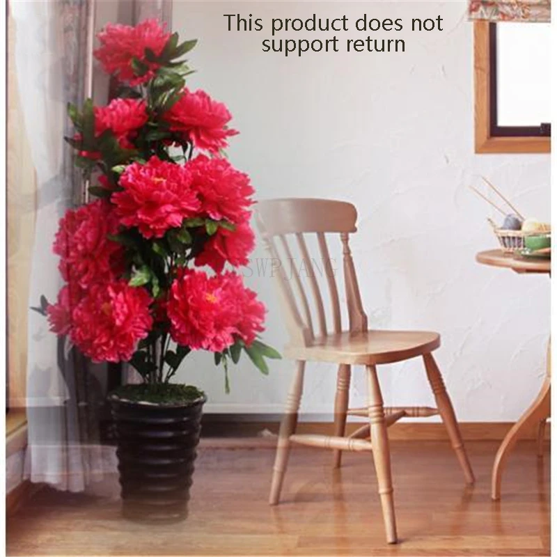 

Simulation Peony Flower Land Fake Pot Potting Living Room Decoration Green Plant Plastic Plastic Bonsai Simulation Flower Tree