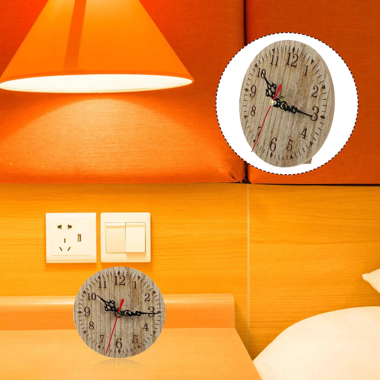 Retro Wooden Wall Clock Digital Display Large Number Silent Round Clock Desktop Table Use Wall Clocks Battery Operated