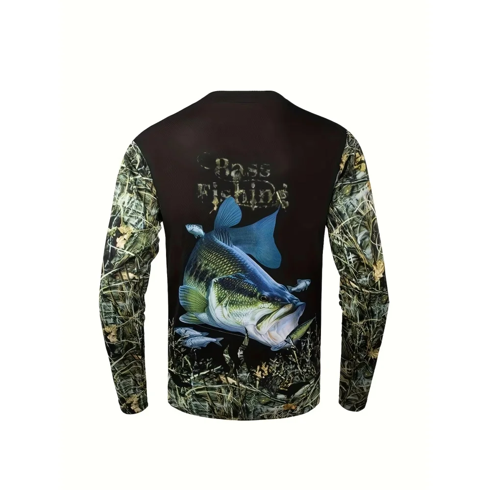 Men's 3D Printed Fishing Long Sleeves Loose Breathable Sweat-Wicking Outdoor Sports Cycling Fishing Camping Man Outdoor Fashion