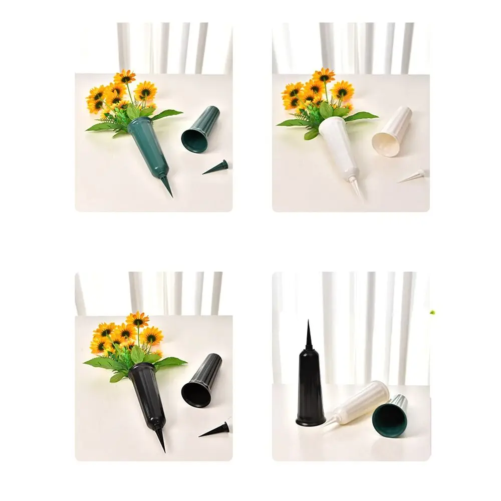 Cemetery Vase with Spikes Plastic Floral Vase Holder for Gravestone Grave Yard Ground Outdoor Flower Marker Decorations