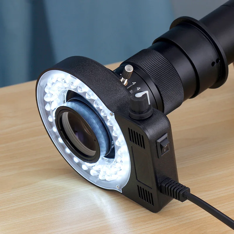 LED Ring Light Source Illuminator Lamp for Industrial Microscope Color Temperature is 6500K and The Brightness is Adjustable