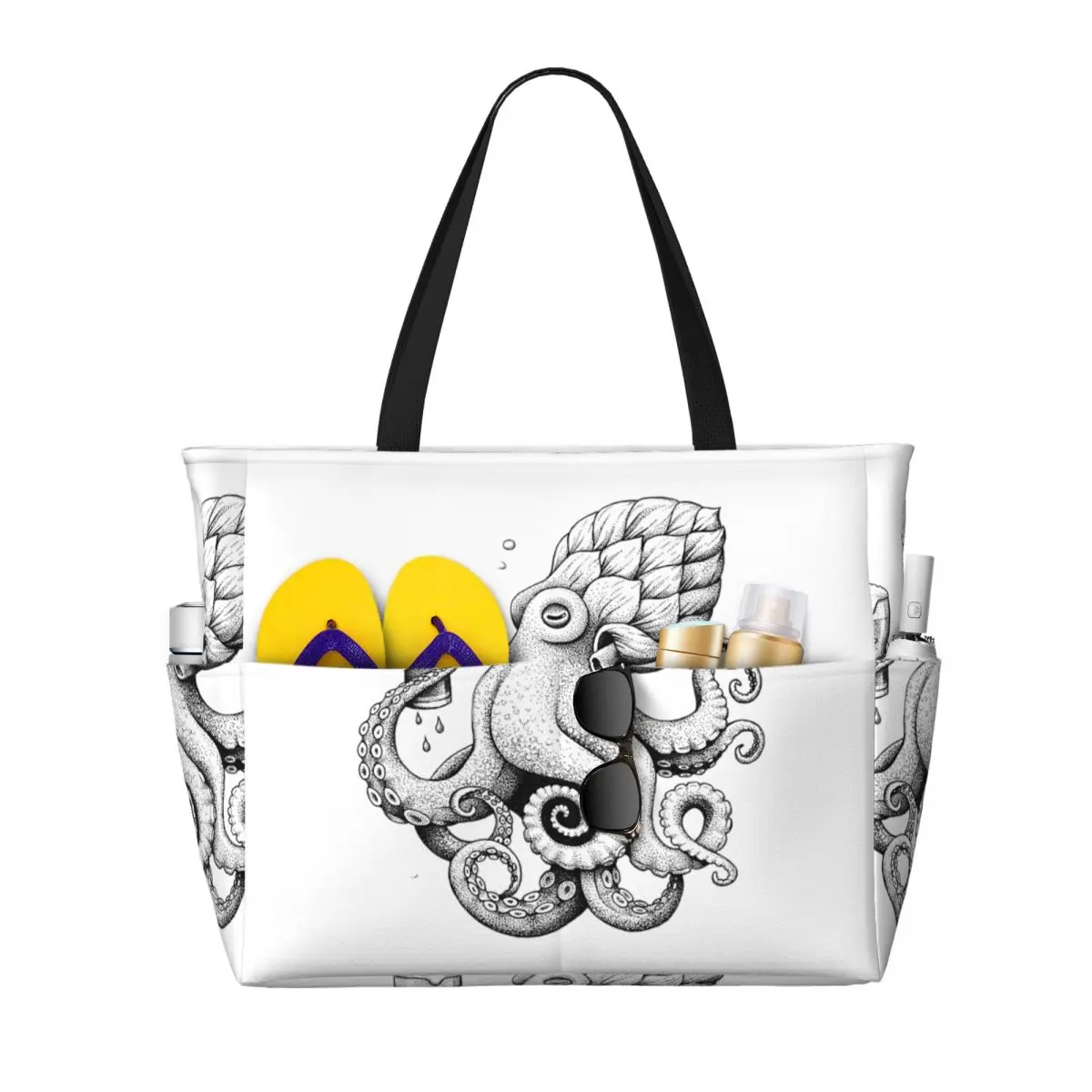 

Hoptopus - The Beer Drinking Octopus Beach Tote Bag Sport Gym Yoga Duffle Large Tote Bag Women Travel Bag Fitness bag