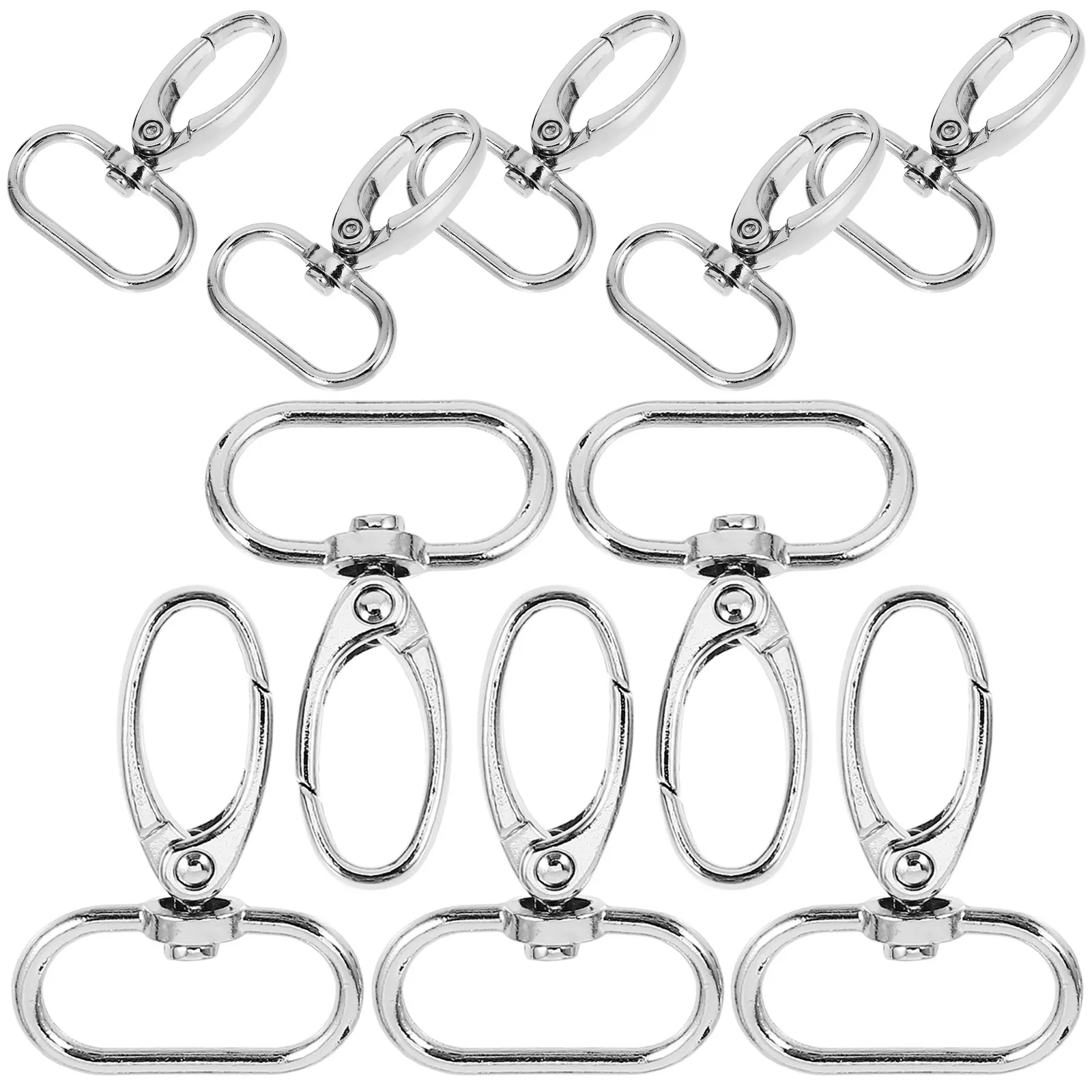 10Pcs D Ring Buckles Swivel Lobster Clasps Lightweight Metal Hardware for Bags Belts Luggage Pet Collars