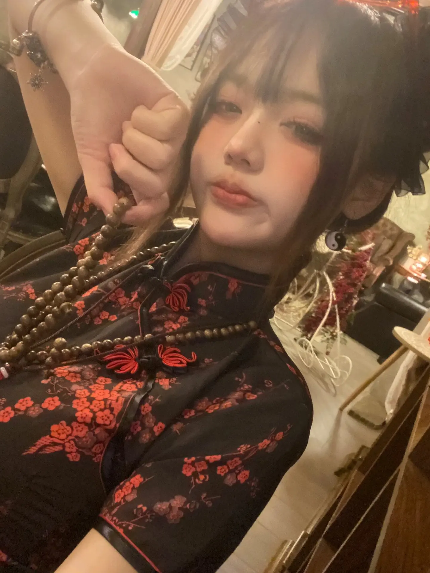 فستان تشيونغسام صيني، زي تنكري للهالوين وعيد الميلاد، زي خادمة ناعم للفتيات، زي يومي بأكمام قصيرة من مواد أخرى