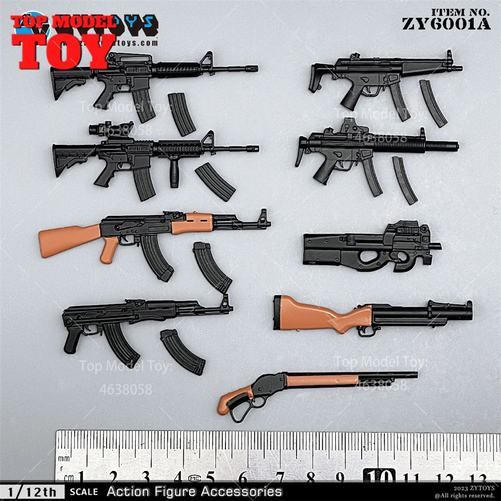 ZYtoys ZY6001 1/12 Mini Rifle Gun Weapon Model Accessories 9 Pcs/Set Fit 6'' Male Female Soldier Action Figure Toy