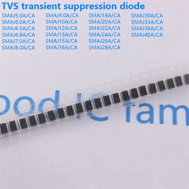 

Диод подавления переходных процессов TVS SMAJ5.0CA SMAJ6.5CA 6.8CA 10CA 12CA 15CA 18CA 24CA 26CA 30CA 33CA SMAJ36CA SMAJ40CA