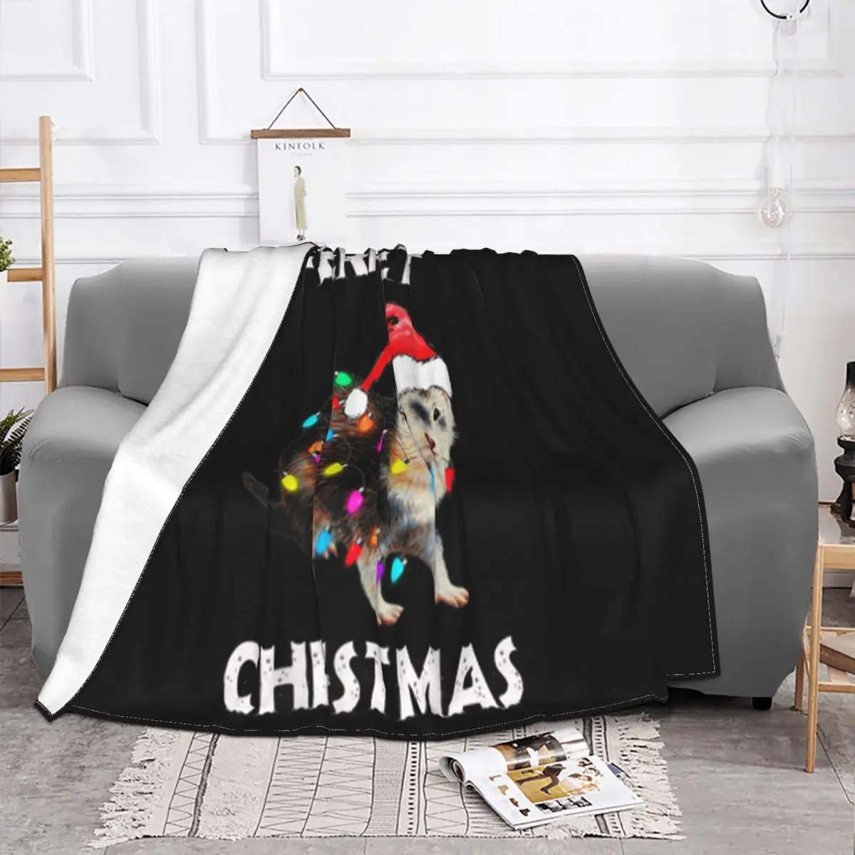 Premium Ferret Christmas Ugly Xmas Gifts For Girls Women Goth Hot Sale Good Quality Logo Throw Blanket