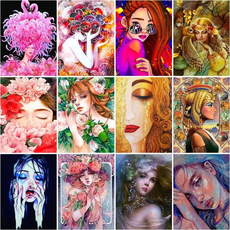 

GATYZTORY 5d Diamond Painting Cross Stitch Abstract Female Characters Diamond Mosaic Embroidery Modular Pictures Home Decoratio