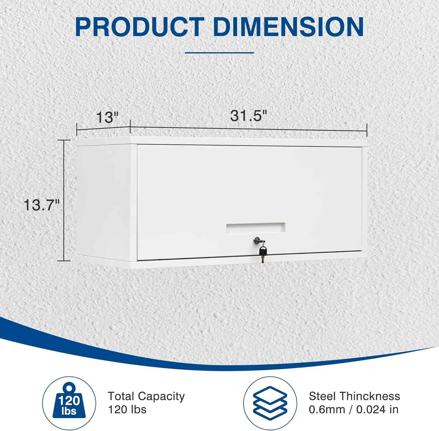 Armoire de rangement murale en métal avec porte verrouillable, armoires blanches, garage, entrepôt, maison, bureau