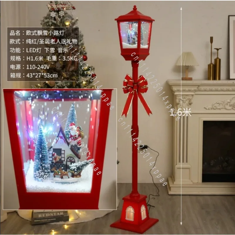 For Mall Hotel Decor Christmas Musical Snow Street Lamp Post  Reindeer Ornament