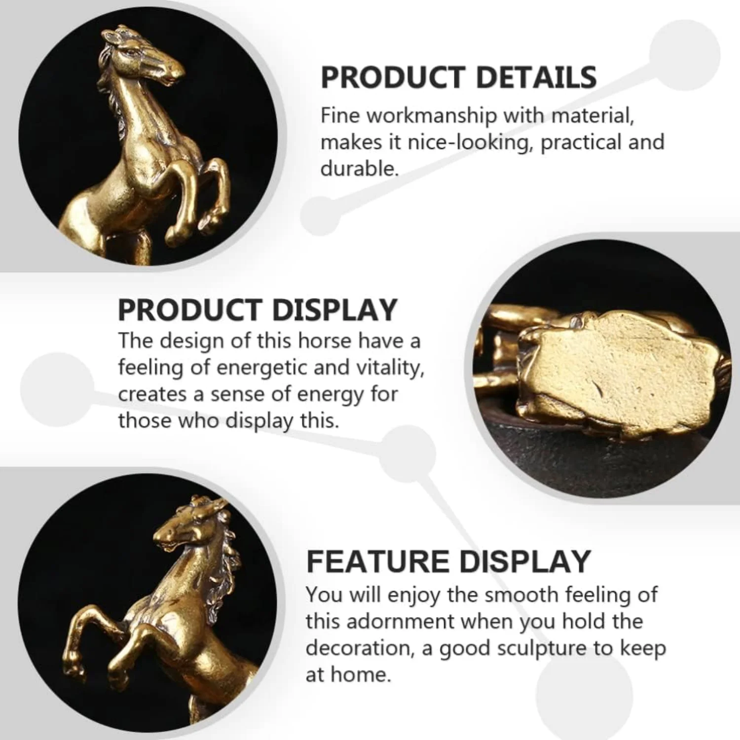 말 동상 - 1.6×1.9" 장식 사무실 장식용 장식 입상 - 완벽한 탁상 장식 조각 장식 그림