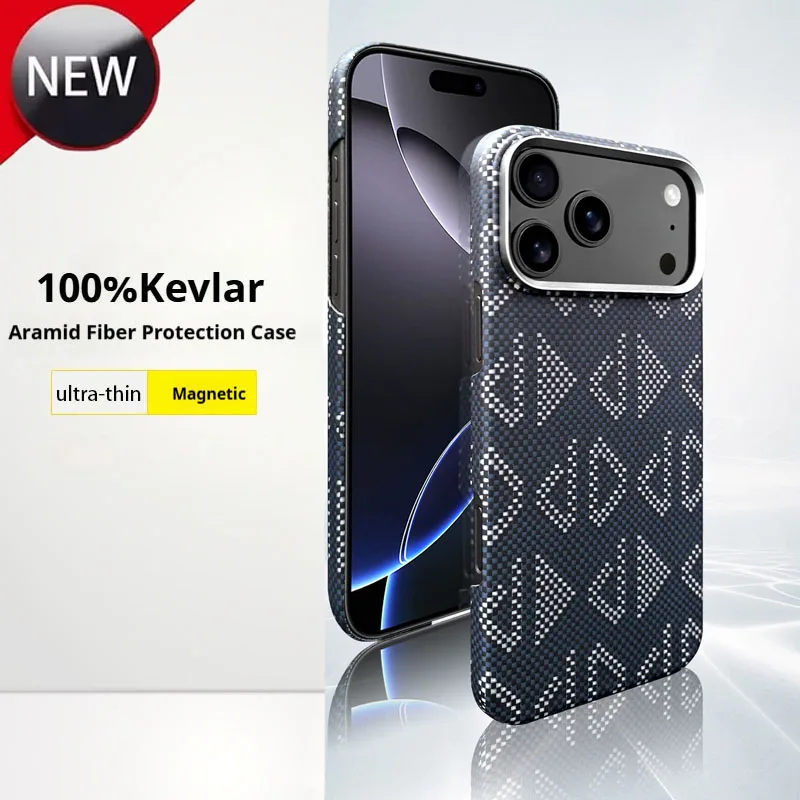 Case For Iphone 18 17 Pro Max, Official Kevlar Aramid Fiber Magnetic Magsafe Ultra-thin Phone Case Ultra Light Protective Cover