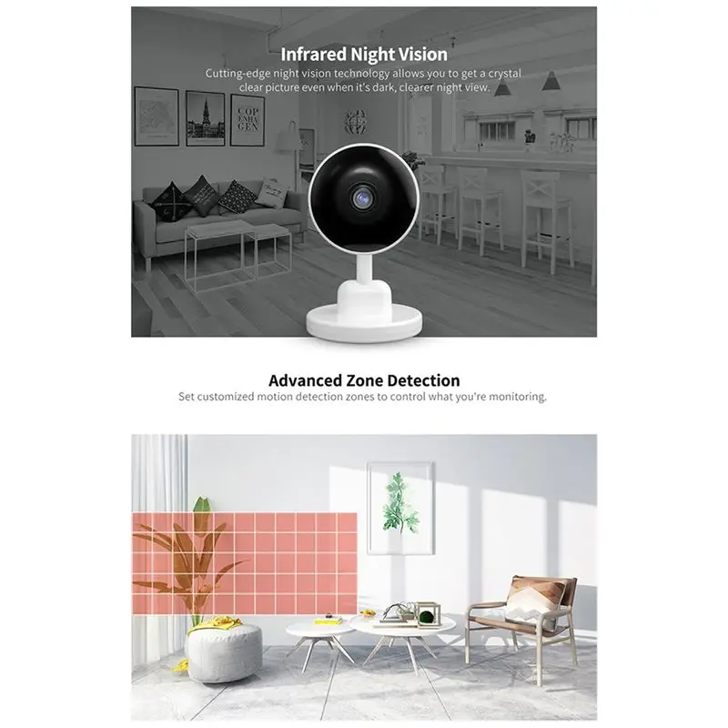 A77K Indoor Wifi Tuya Camera, Baby Monitor, Smart Life Home Security Wireless Mini Camera, IP CCTV, Two Way Audio US Plug