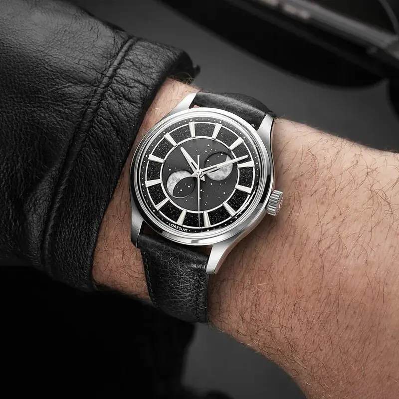 LS05 Double Moon Phase Eclipse Black LS05-BK Watch, Moon Phase Watch