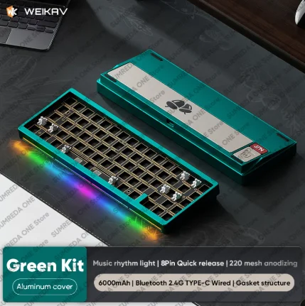 WEIKAV NUT65 Mechanical Keyboard Kit 68% layout Aluminium Gaming Keyboard BT 2.4G Wired Gasket RGB Quick Disassembling QMK/VIA