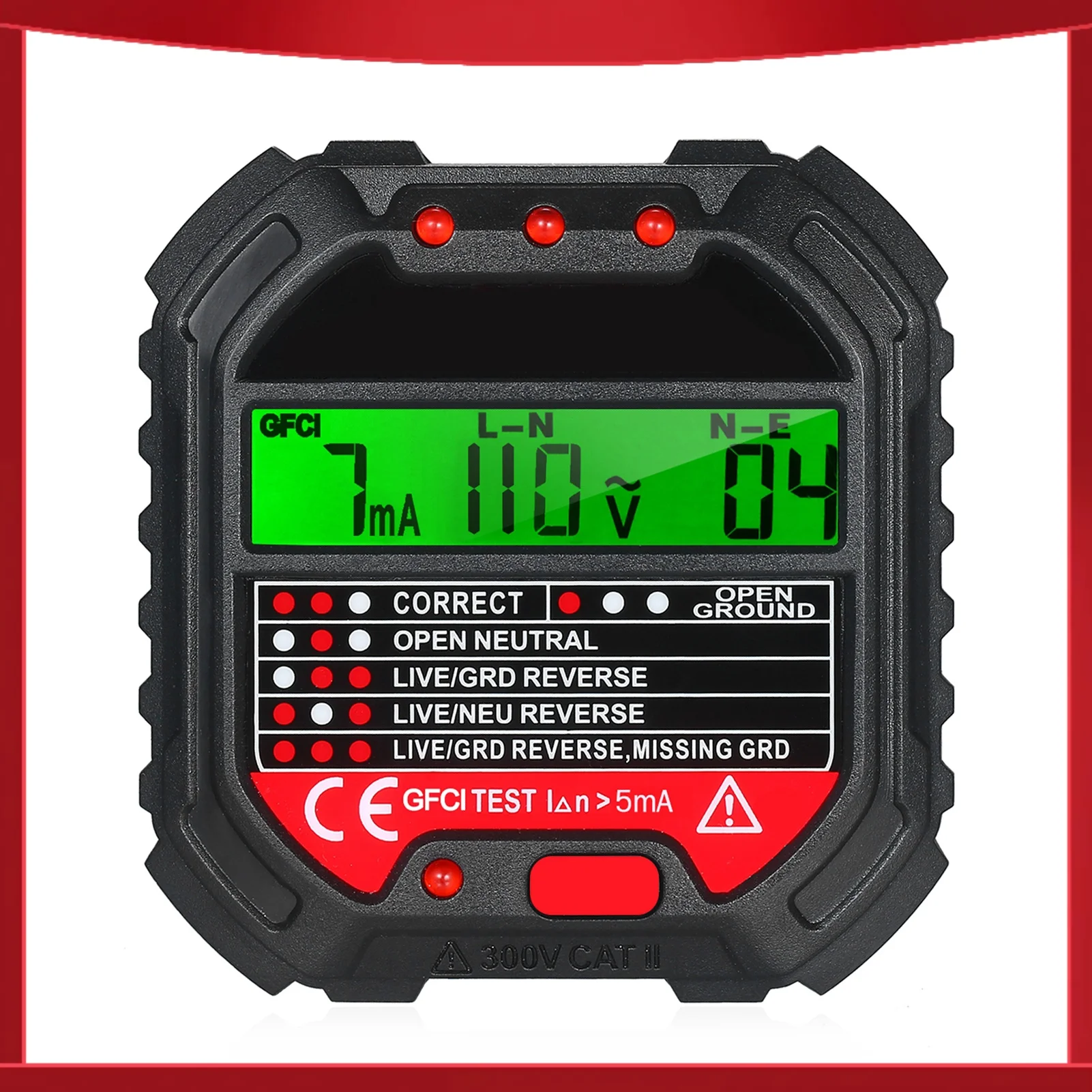 

Тестер розеток HABOTEST GFCI с дисплеем напряжения 90-250В, автоматический тестер электрических цепей, полярности и напряжения