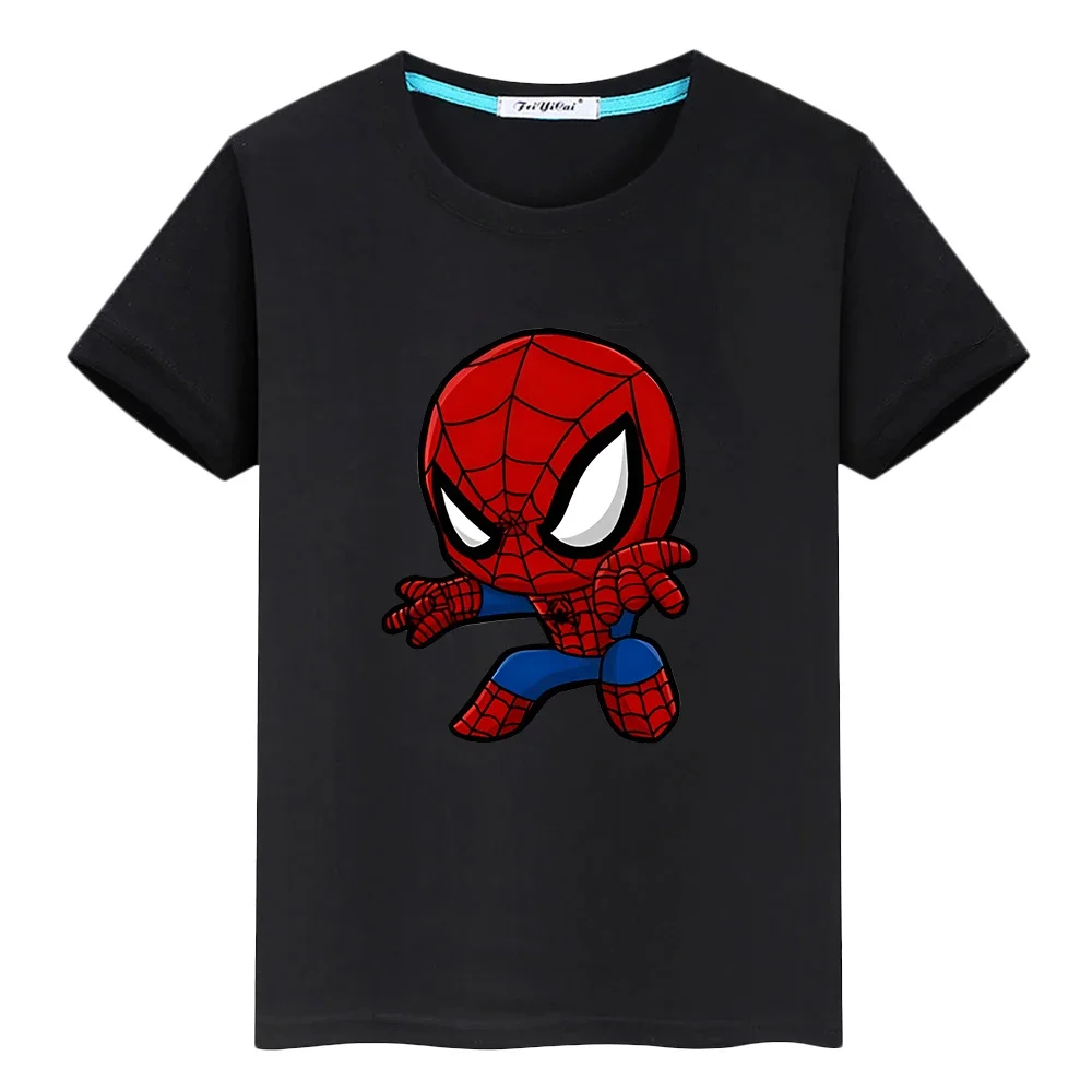 Marvel Summer Print 100%Cotton T-shirt Kawaii Sports Short Boys Girls Spider-Man Cute Anime Tops Kids holiday gift y2k clothes