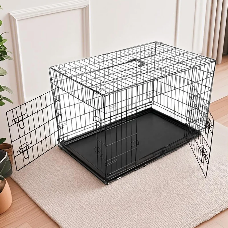 China Manufacture Quality Pet Cage Collapsible Indestructible Dog Kennel Modern Classic Style Solid Pattern Plastic Tray Box