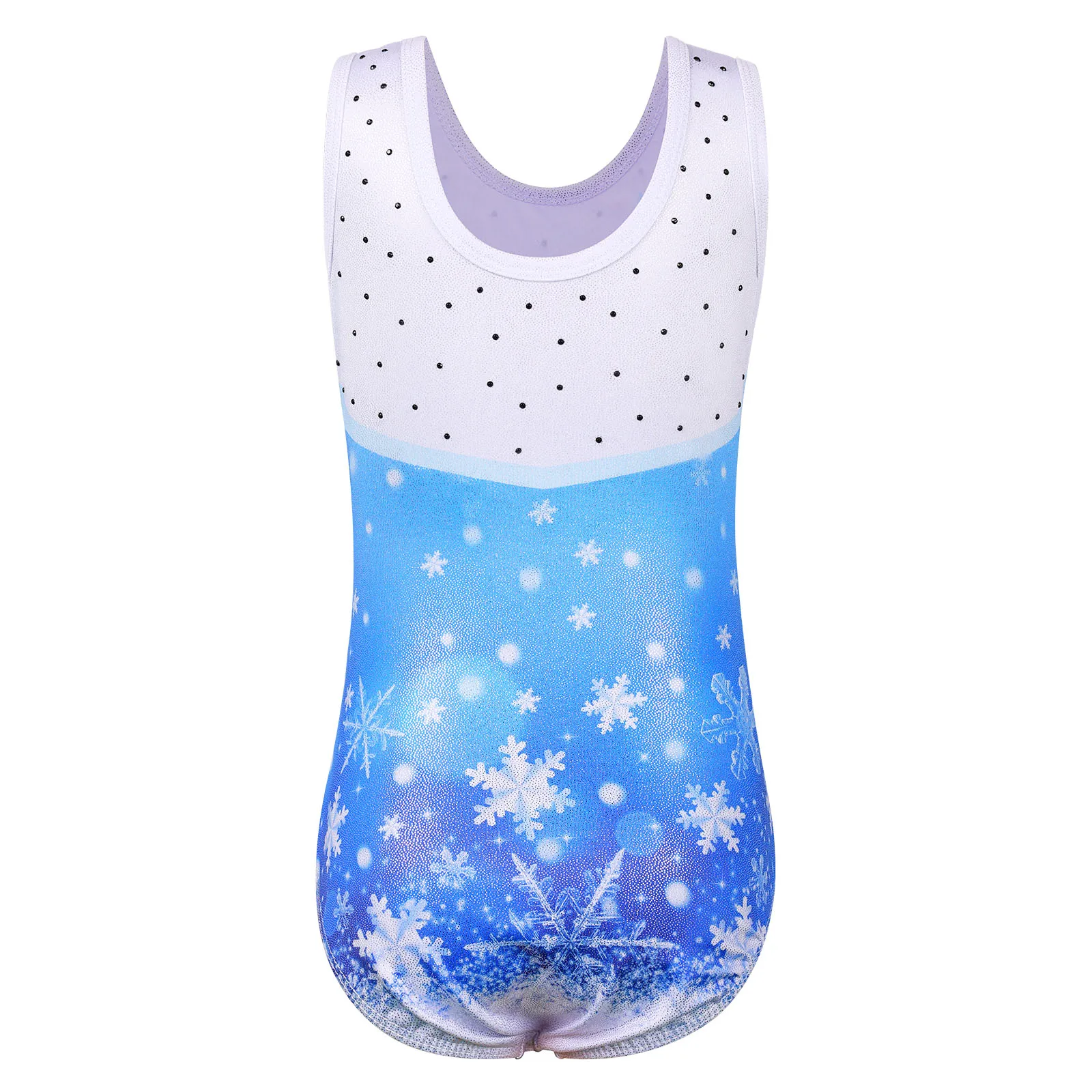 BAOHULU Girls Ballet Leotard Snowflake Print Gymnastics Outfit Sleeveless Performance Clothes Training Wear Ballerina Dancewear