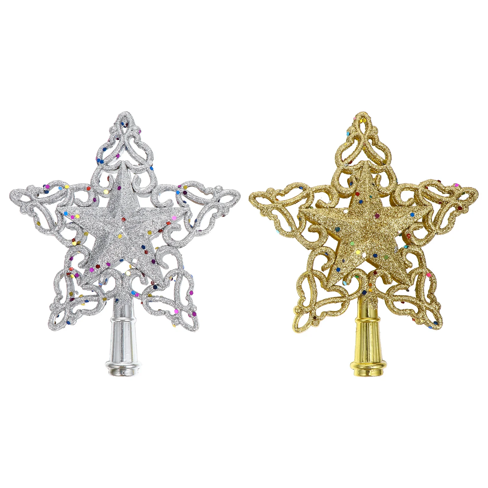 

2Pcs Five-Pointed Star Christmas Tree Decor Lightweight Xmas Hanging Ornament for Home Hotel Scene Decoration Tree Adornment