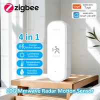 Tuya 10G 4 en 1 Sensor de movimiento humano Zigbee MmWave Detector de Radar con luminancia Sensor de temperatura y humedad reemplazar el Sensor PIR