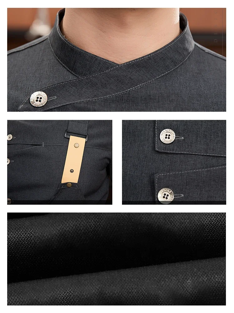 سترة طبخ المطبخ لخدمة الطعام Pizzaiolo Chef Uniform Restaurant Cook Shirt مع مريلة مخبز مقهى النادل ملابس العمل النادلة