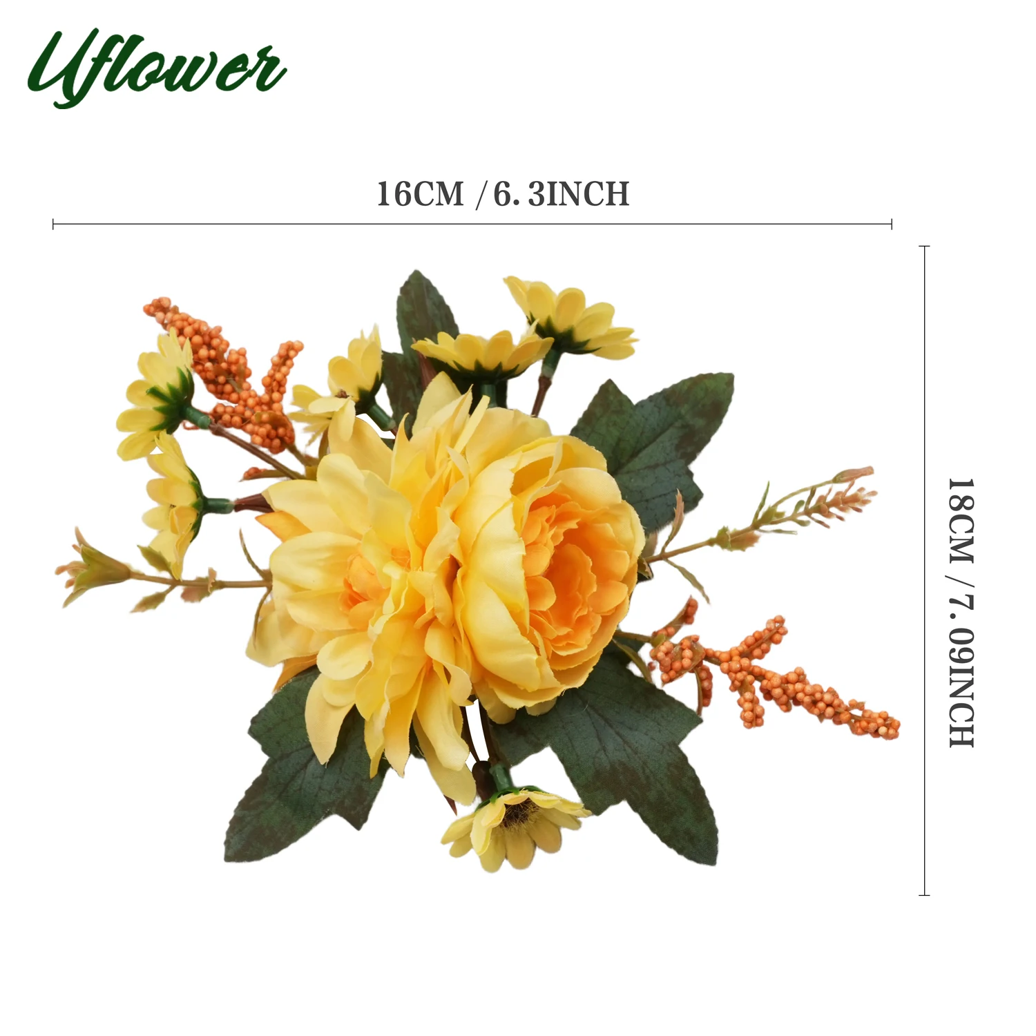 Uflower 노란색 신부 손목 코사지, 소녀, 홈 커밍, 결혼식, 기념일을위한 어머니 코사지 팔찌 장식