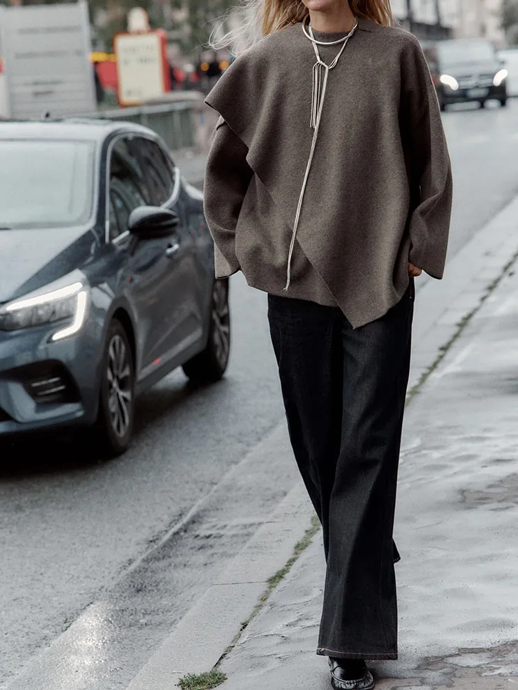 2025 inverno nova chegada feminino malha ort casaco jaet versátil design simples commute sle longo sve redondo ne outerwear