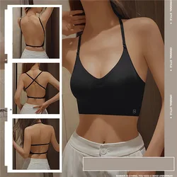 Sexy U-shaped Back Lingerie Female Inner Wear Summer Thin Without Trace Backless Triangle Cup Polymerization Bra