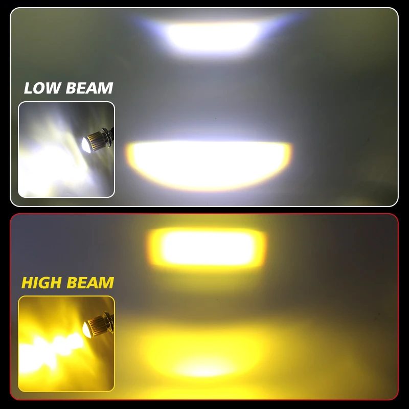 2 قطعة 30000LM دراجة نارية المصباح LED BA20D H6 H4 لمبات عدسة مزدوجة أبيض أصفر مرحبا لو مصباح CSP الأضواء ل موتو سكوتر ATV