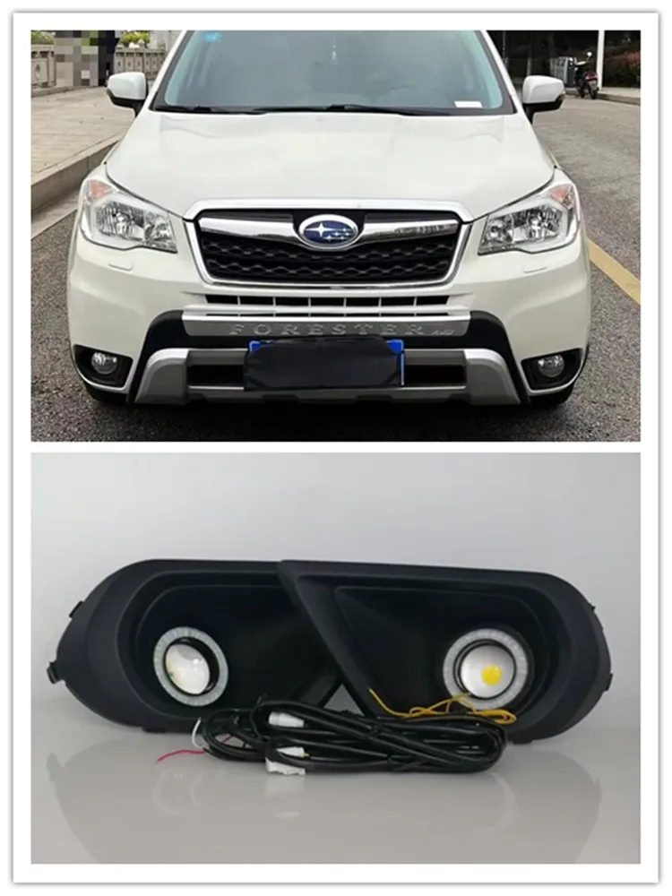 LED Angel Eye Fog Lights Assembly Kits For  Subaru Forester  2013 2014 2015 2016 Front Bumper Fog Lamp Replacement Angel Eye Daylight Accessories Kits