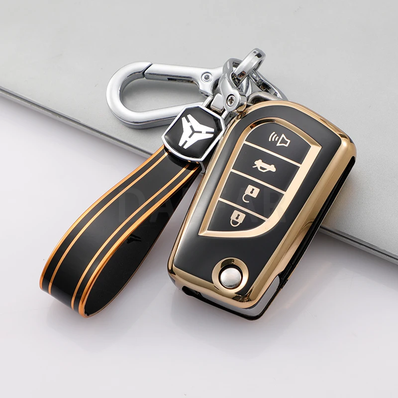 For Toyota Hilux Corolla Highlander Rav 4 Yaris Camry Fortuner 4 Buttons TPU Car Remote Key Cover Shell Fob Holder Case Keyless
