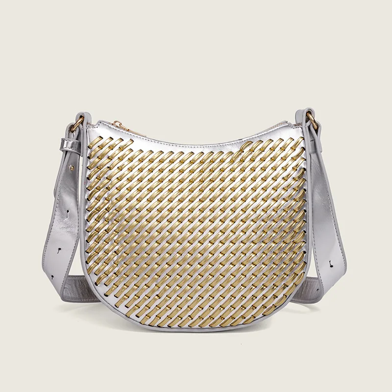 Semicírculo sela sacos para mulheres bolsas de grande capacidade tecelagem couro do plutônio senhoras ombro saco do mensageiro bolsa feminina totes