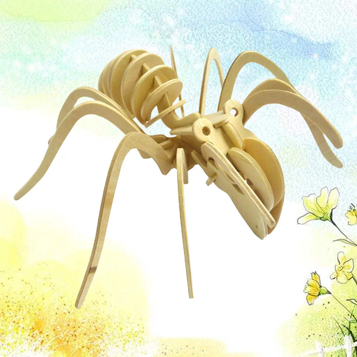 Drewniany Puzzle Pająk 3D DIY Składanka Edukacyjna dla Dzieci Kreatywna Gra Budowlana - Przyjazna dla Środowiska Drewniana Układanka Mini Dekoracja Pająka