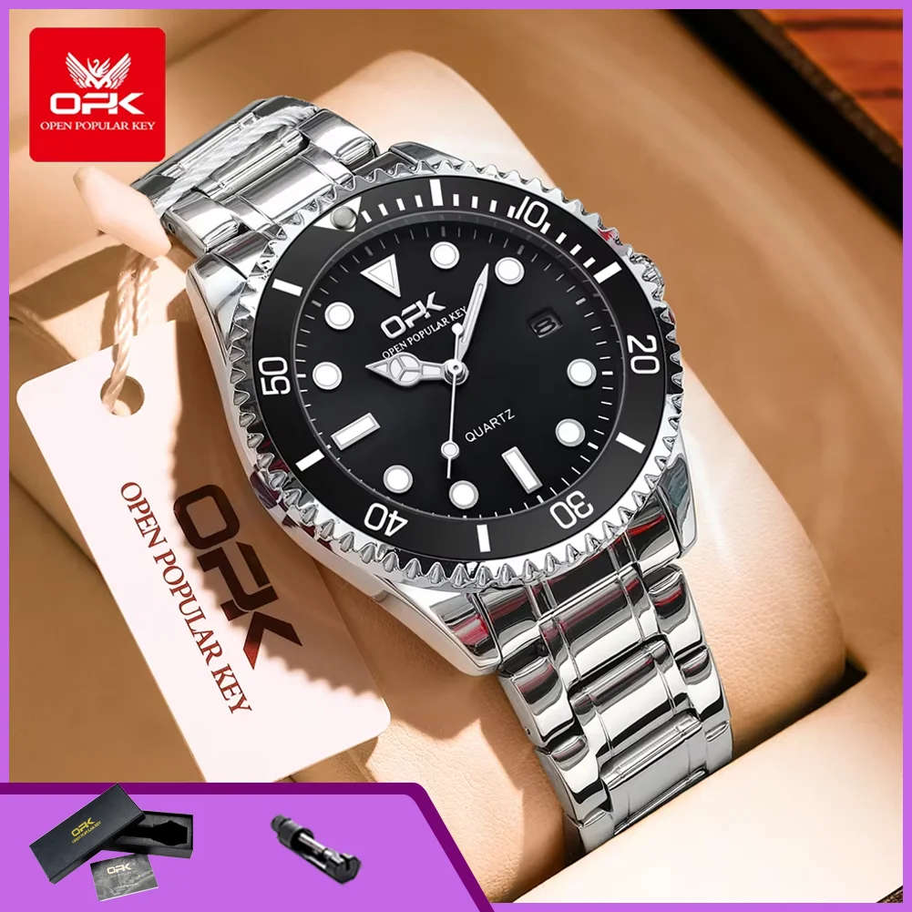 OPK 8118 Original Herrenuhren Luxus Top-Marke Quarz-Armbanduhr für Männer Stahlarmband Wasserdichte Herrenuhr