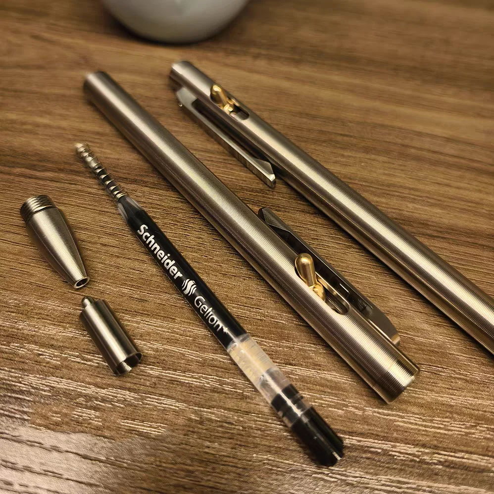 New Mechanism Titanium EDC Pen, Retractable Tactical Gel Ink Pen for Everyday Carry