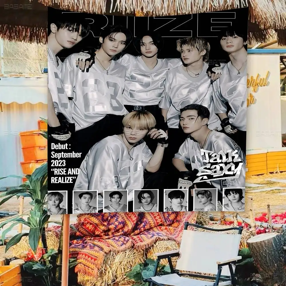 Kpop Band R-RiizeS Cartoon Flag Art Science Fiction Room Home Decor Wall Hanging Home Decor Banner