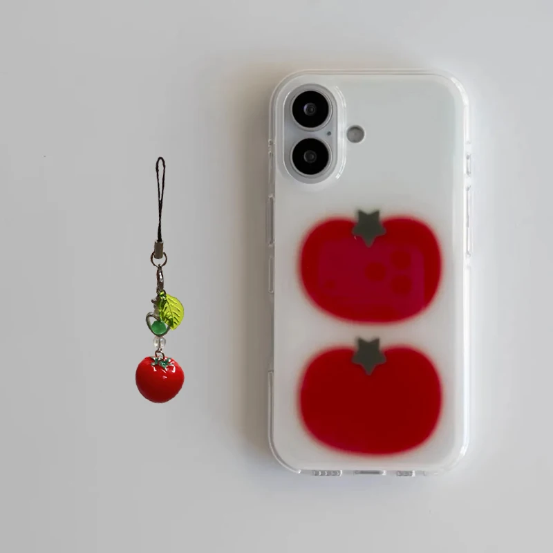 Coque de téléphone coréenne Ins Two Ted Tomate, étui de téléphone créatif et mignon pour iPhone 17 AIR 16 15 14 13 12 11 Pro Max Y2K Simple Kawaii